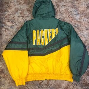 Vintage Jerzees 90s Green Bay Packers green & yellow puffer jacket Size XXL